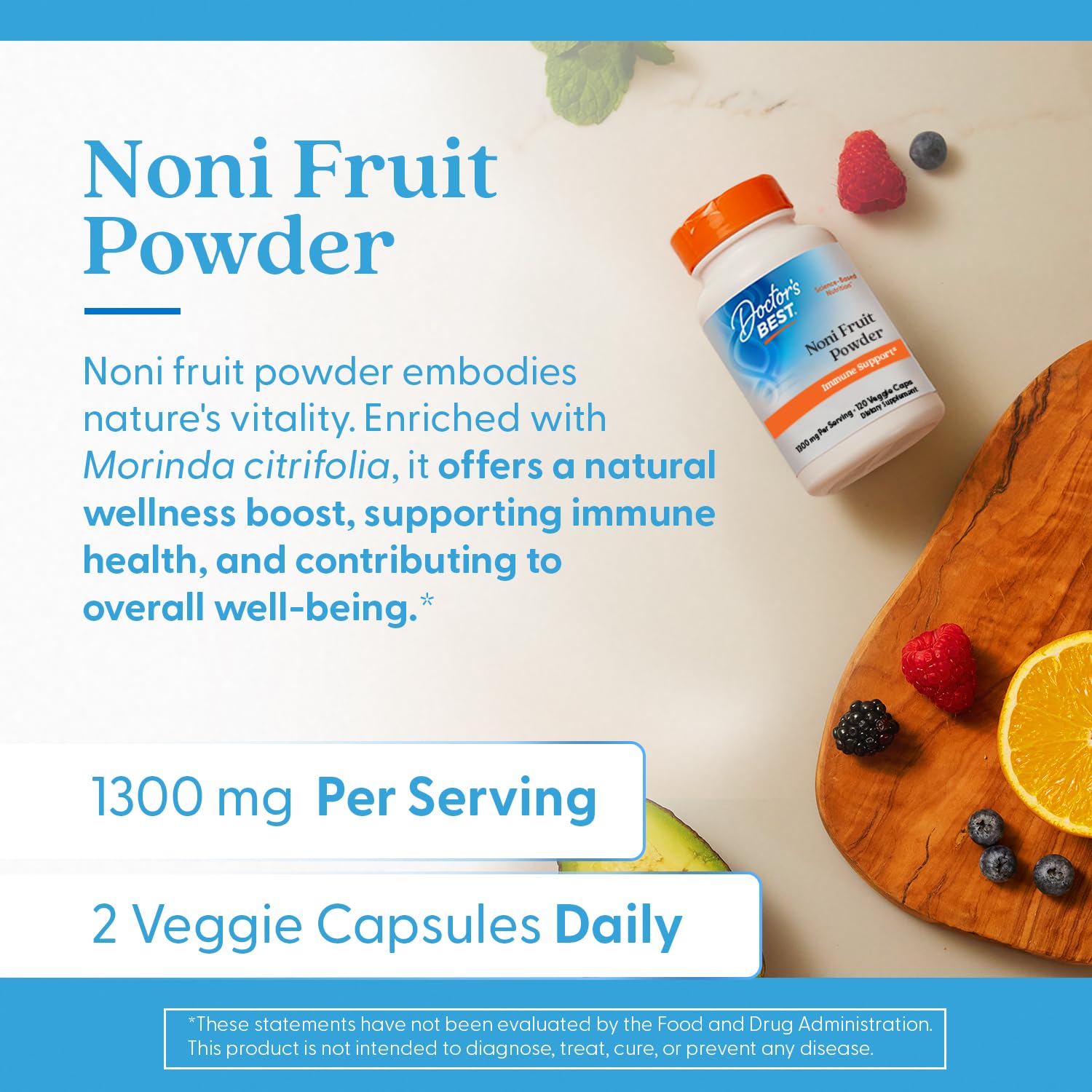 Doctor's Best Noni Concentrate serving size panel for easy daily use.