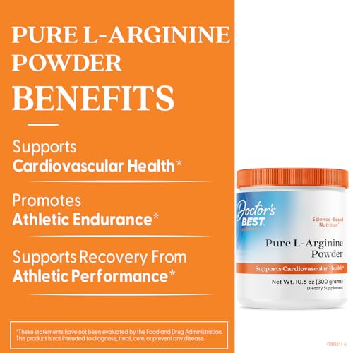 Doctor's Best L-Arginine powder scoop for simple pre-workout dosing.
