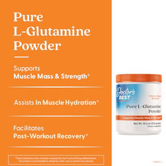 Doctor's Best L-Glutamine scoop beside the jar for easy measuring