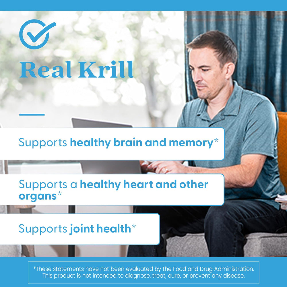 Hand holding krill capsules illustrates portable daily supplementation.