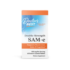 Doctor's Best SAM-e 400 mg bottle label close-up highlighting mood support