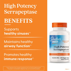 Doctors Best Serrapeptase bottle on shelf for sinus support