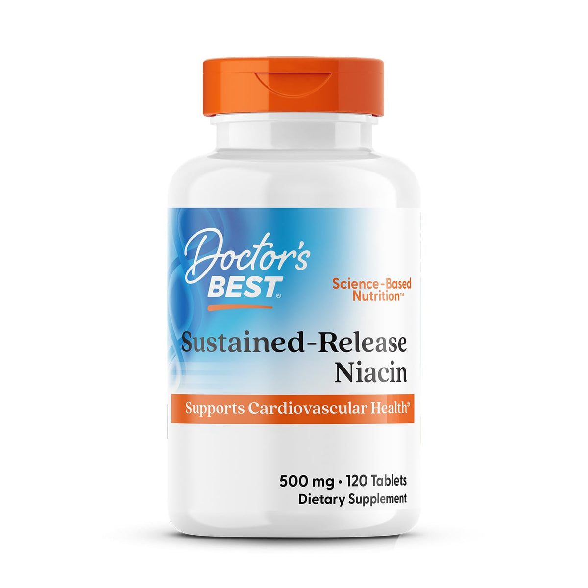 Doctors Best sustained-release niacin 8-hour bottle for steady daily support.