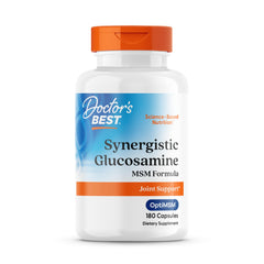Doctor's Best synergistic glucosamine/MSM bottle promotes joint support.