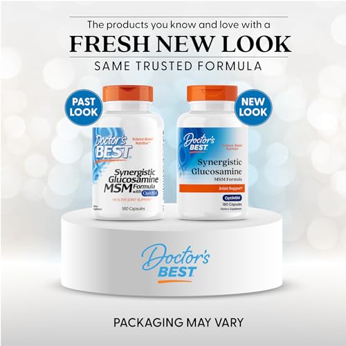 Capsules of Doctor's Best glucosamine/MSM for flexible joints.