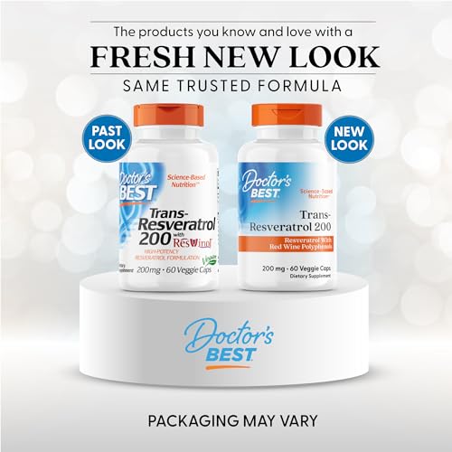 Doctors Best Trans-Resveratrol 200 bottle-closeup-label highlighting trans-resveratrol and testing