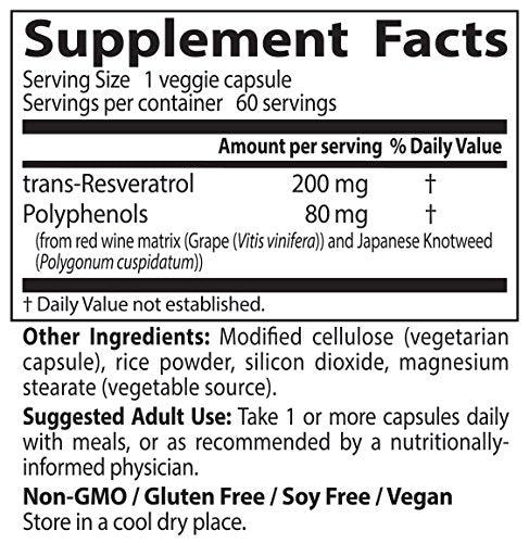 Doctors Best Trans-Resveratrol 200 capsules showing vegan capsule format