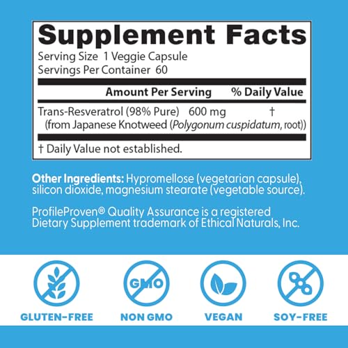 Doctor's Best Trans-Resveratrol 600 label back with non-GMO and gluten-free certifications.