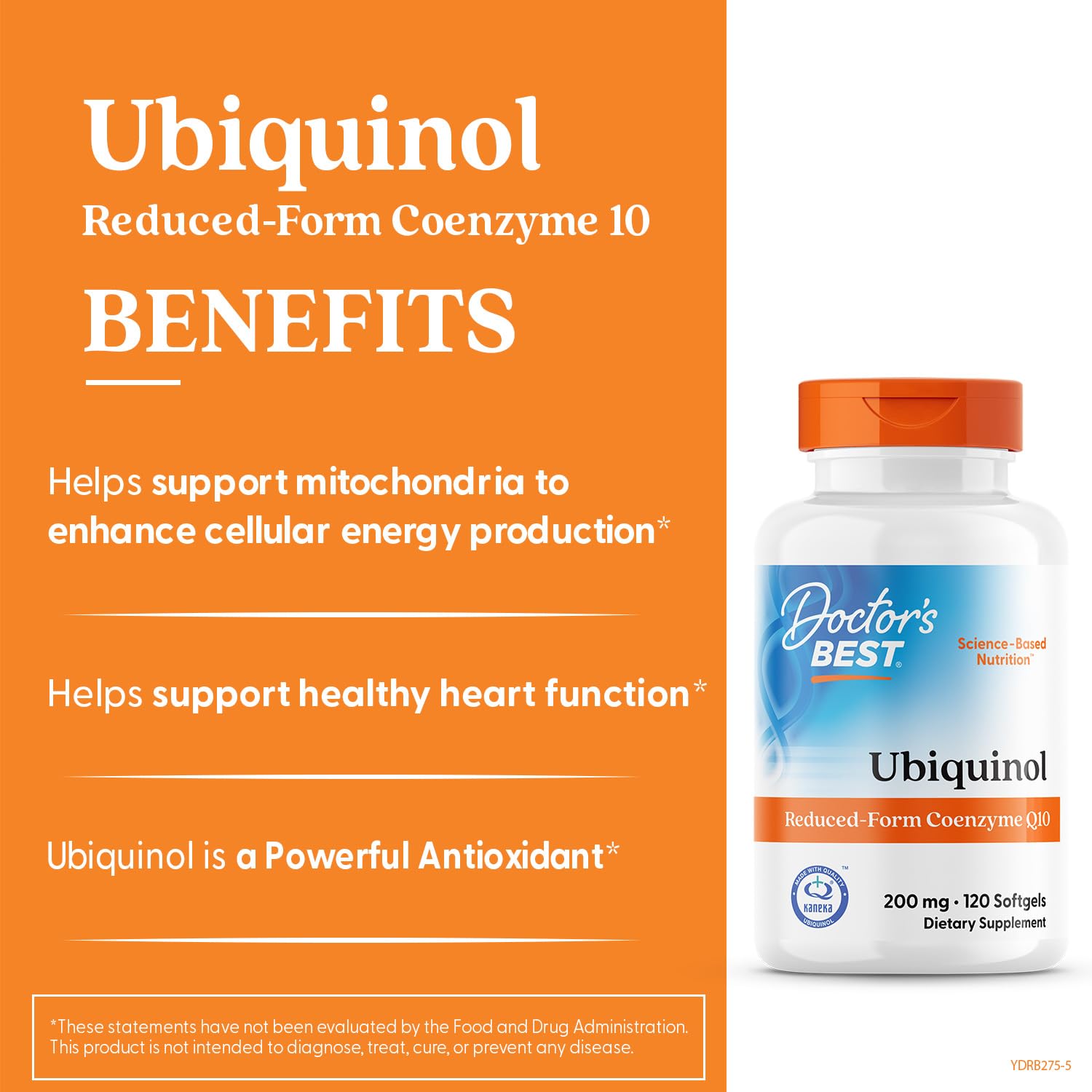 Pour shot of Doctors Best Ubiquinol bottle into a glass
