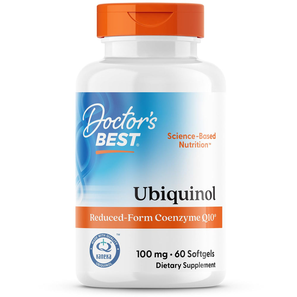 Doctor's BEST Ubiquinol bottle showcases the active form of CoQ10 for energy support.
