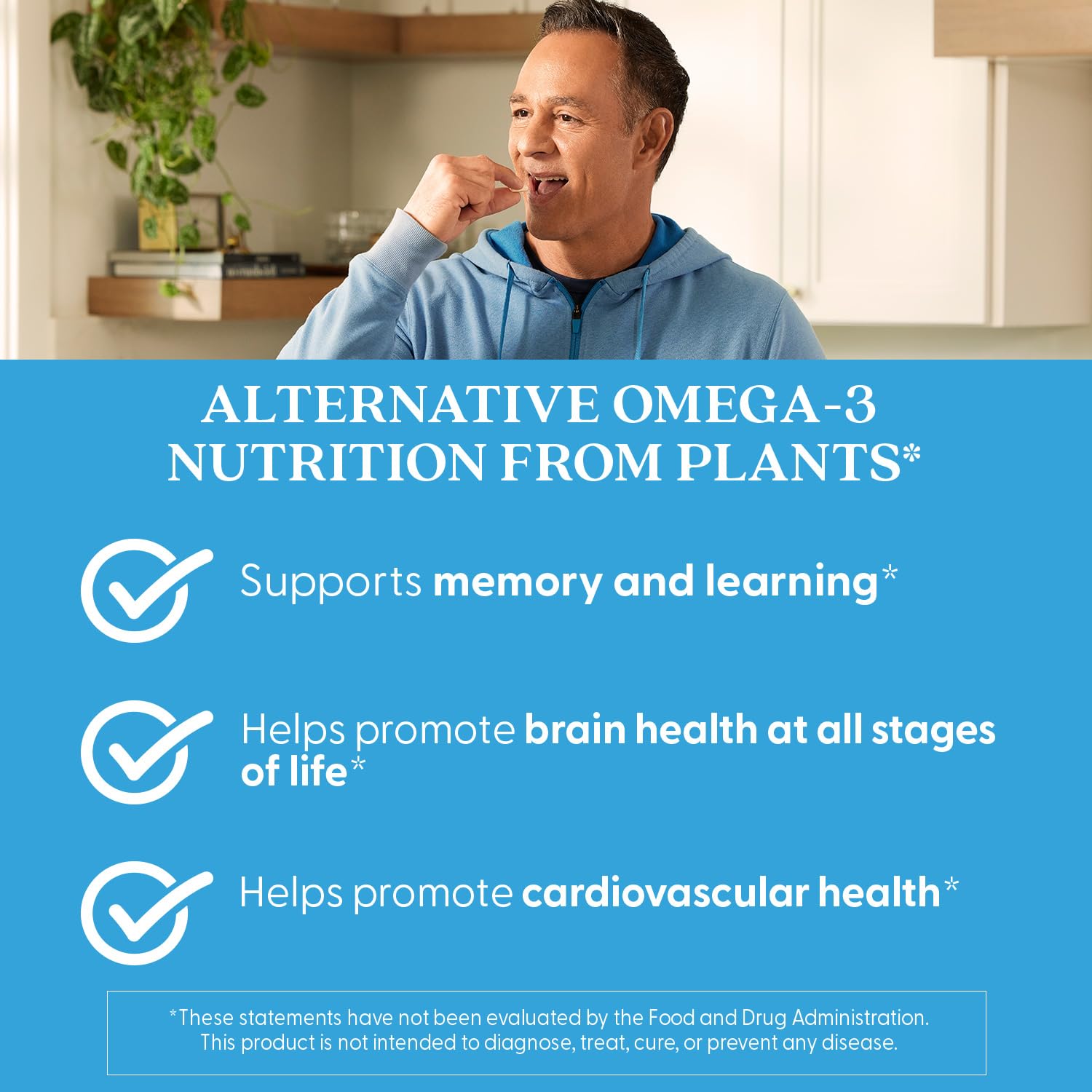 Doctors Best Vegan DHA algae softgels box art indicates sustainable algae source.