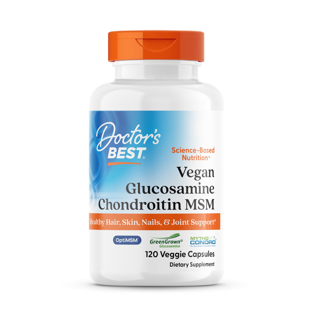 Doctor's Best Vegan GCMSM bottle showing vegan joint support for mobility.