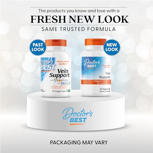 Doctors Best Vein Support bottle back highlighting key ingredients Diosmin and Hesperidin