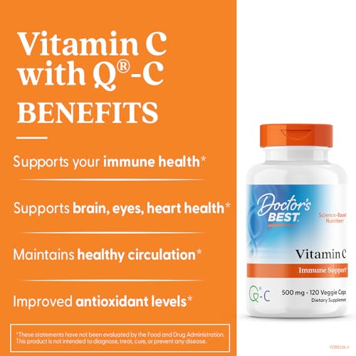 Doctor's Best Vitamin C 500mg capsules for daily antioxidant support.