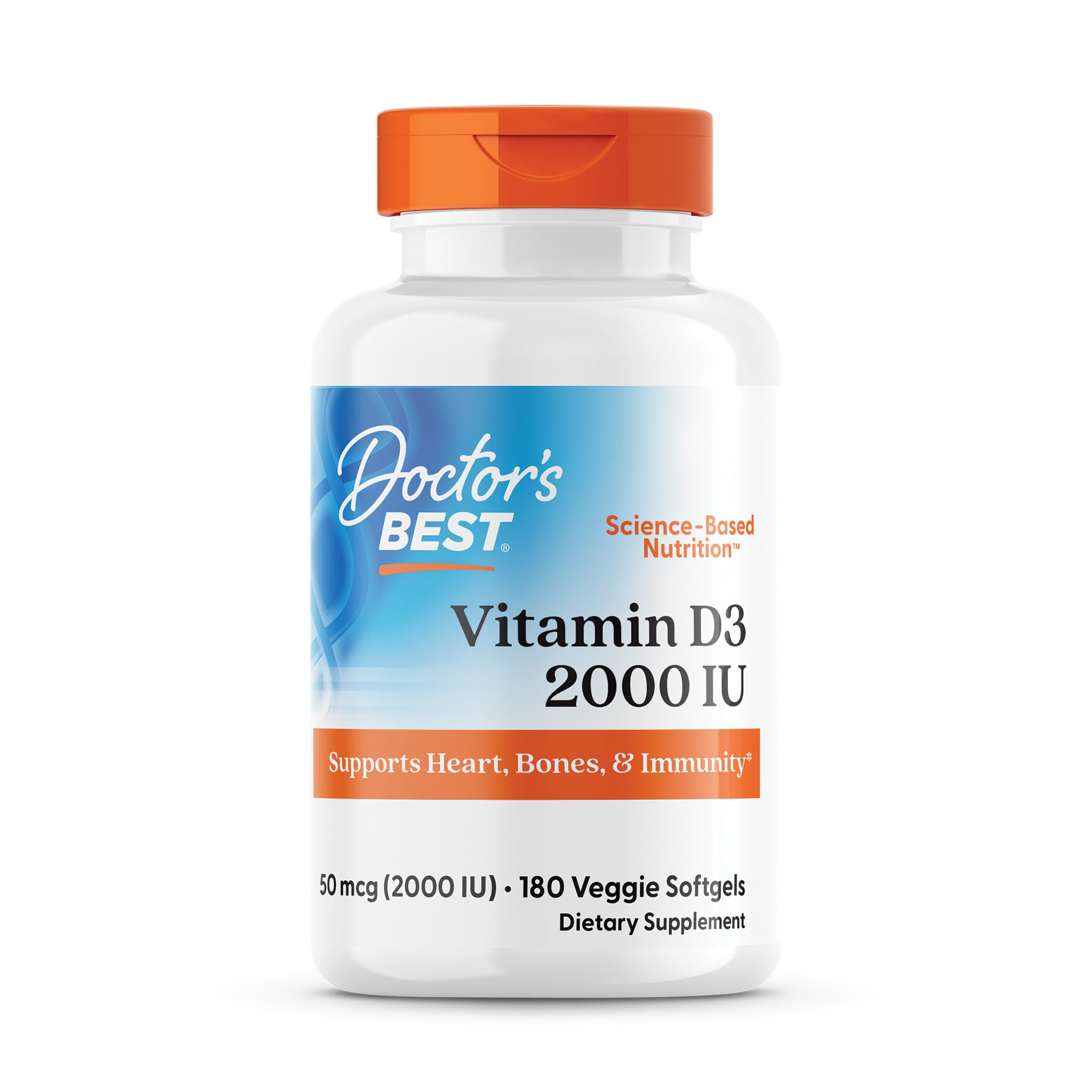 Doctor's Best Vitamin D3 2000 IU bottle supports immune health.