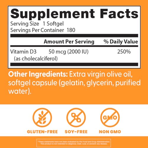 Doctor's Best Vitamin D3 2000 IU label confirms gluten free and soy free status