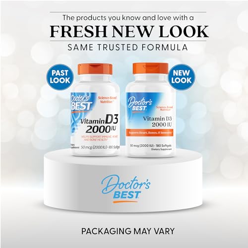 Doctor's Best Vitamin D3 2000 IU softgels pack supports daily immune and bone health