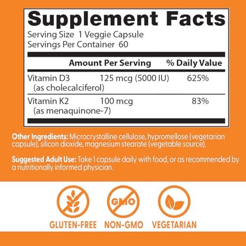 Doctor's Best D3 + K2 label reveals potency and ingredients for informed use.