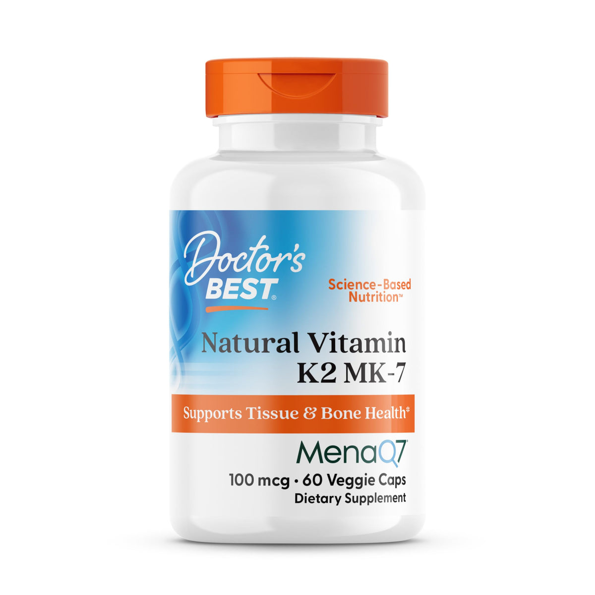 Doctor's Best Vitamin K2 Mk-7 bottle pour for easy daily supplementation supporting bone health