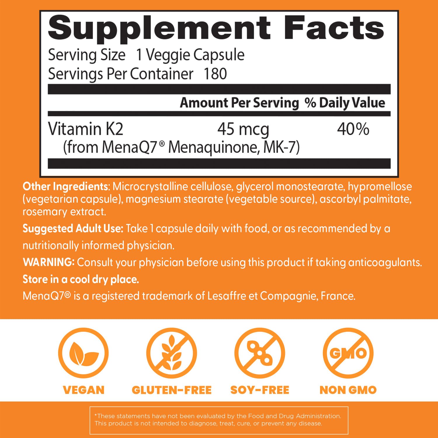 Doctor's Best Vitamin K2 MK-7 ingredient graphic emphasizing MenaQ7 purity.