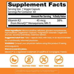Label view of Doctors Best Vitamin K2 MK-7 featuring MenaQ7.