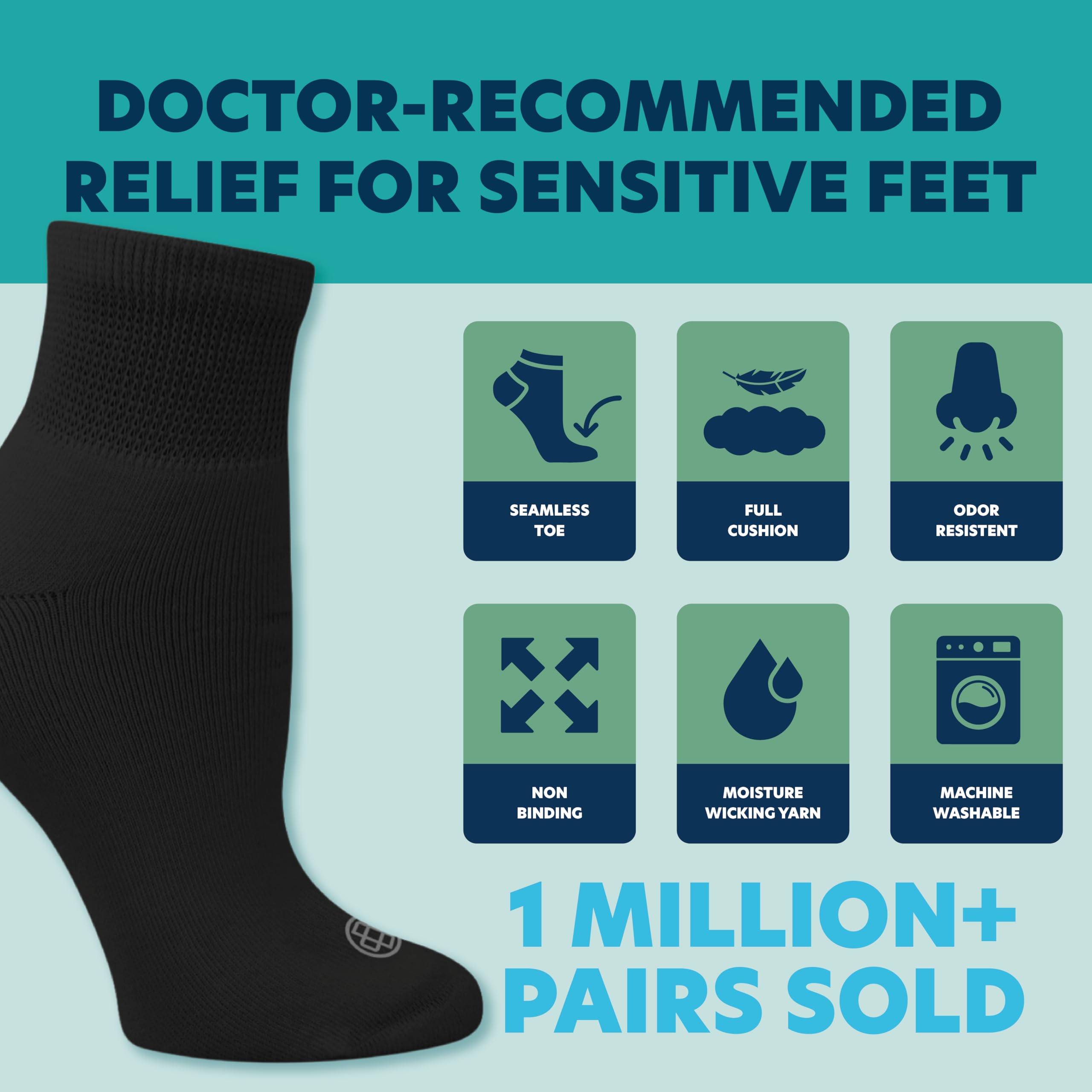 Doctor's Choice diabetic socks easy-on stretch supports relaxed fit and easy wear