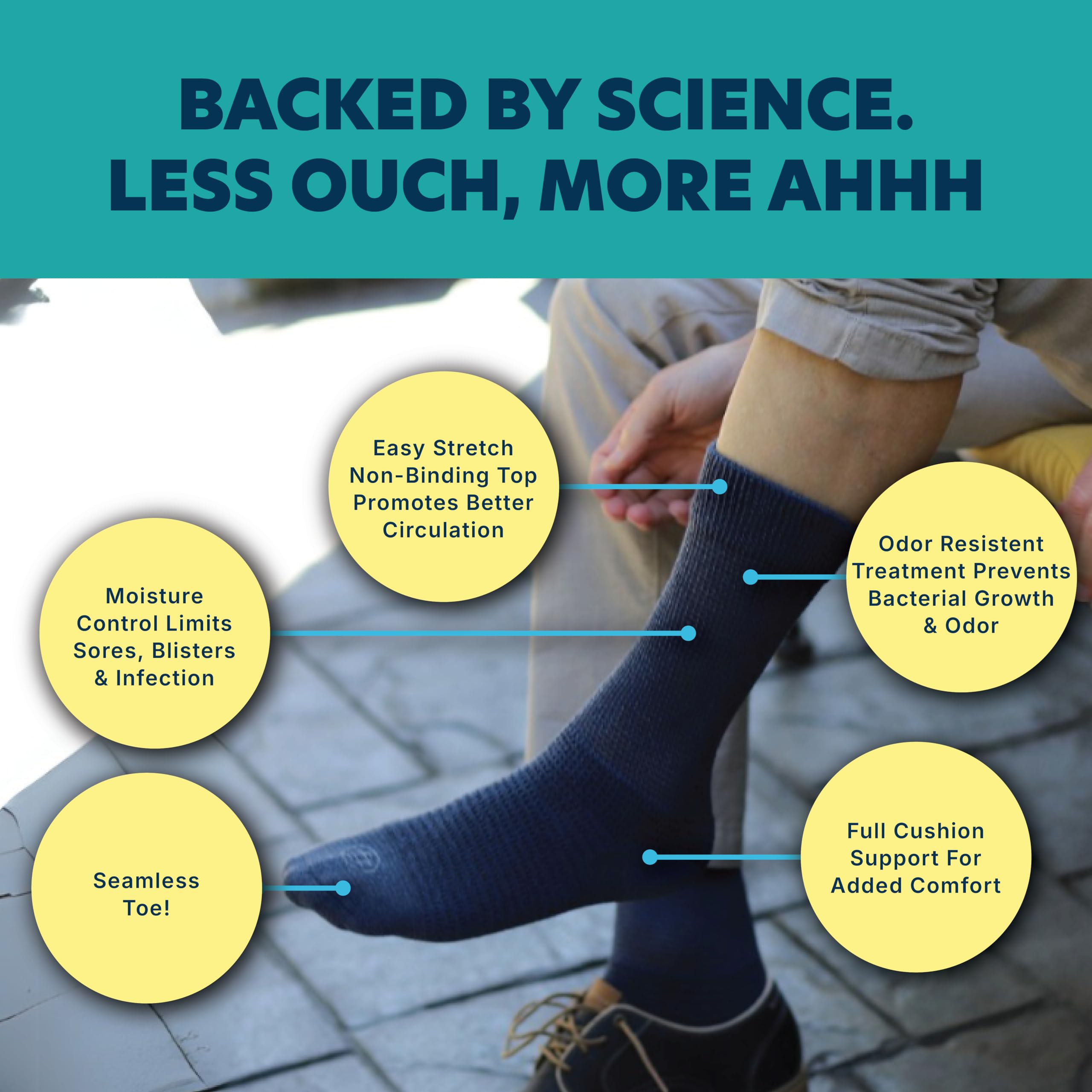 Doctor's Choice men's diabetic socks with full cushion soften steps and protect against irritation.