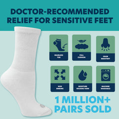 Doctor's Choice diabetic socks with moisture-wicking fibers help keep feet dry and comfortable.
