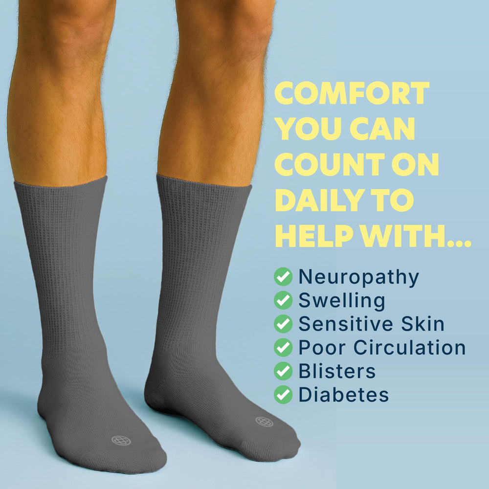 Doctor's Choice moisture-wicking charcoal sock keeps feet dry and comfortable.