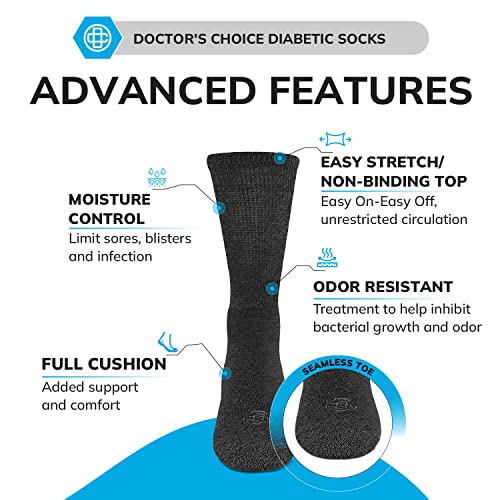 Doctor's Choice non-binding-top charcoal sock offers relaxed wear and easy on/off.