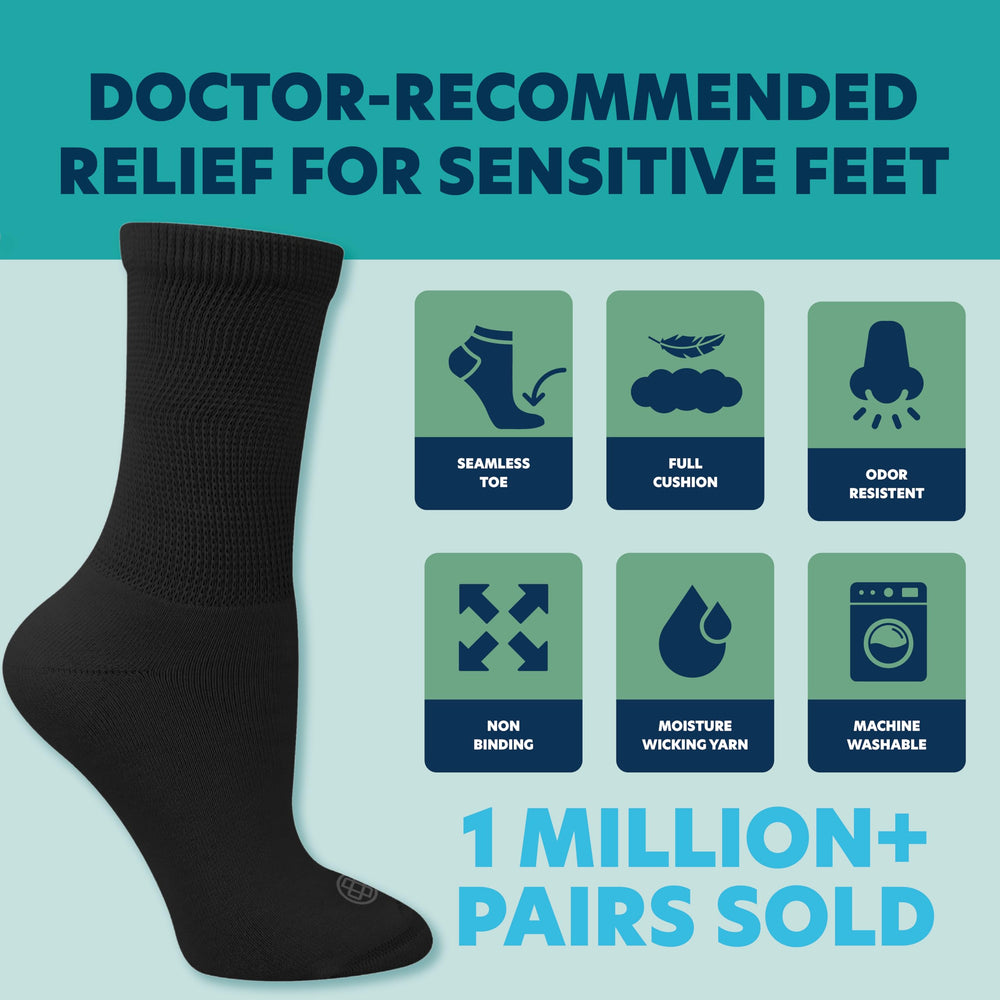 Doctor's Choice seamless-toe design reduces rubbing for comfortable days.