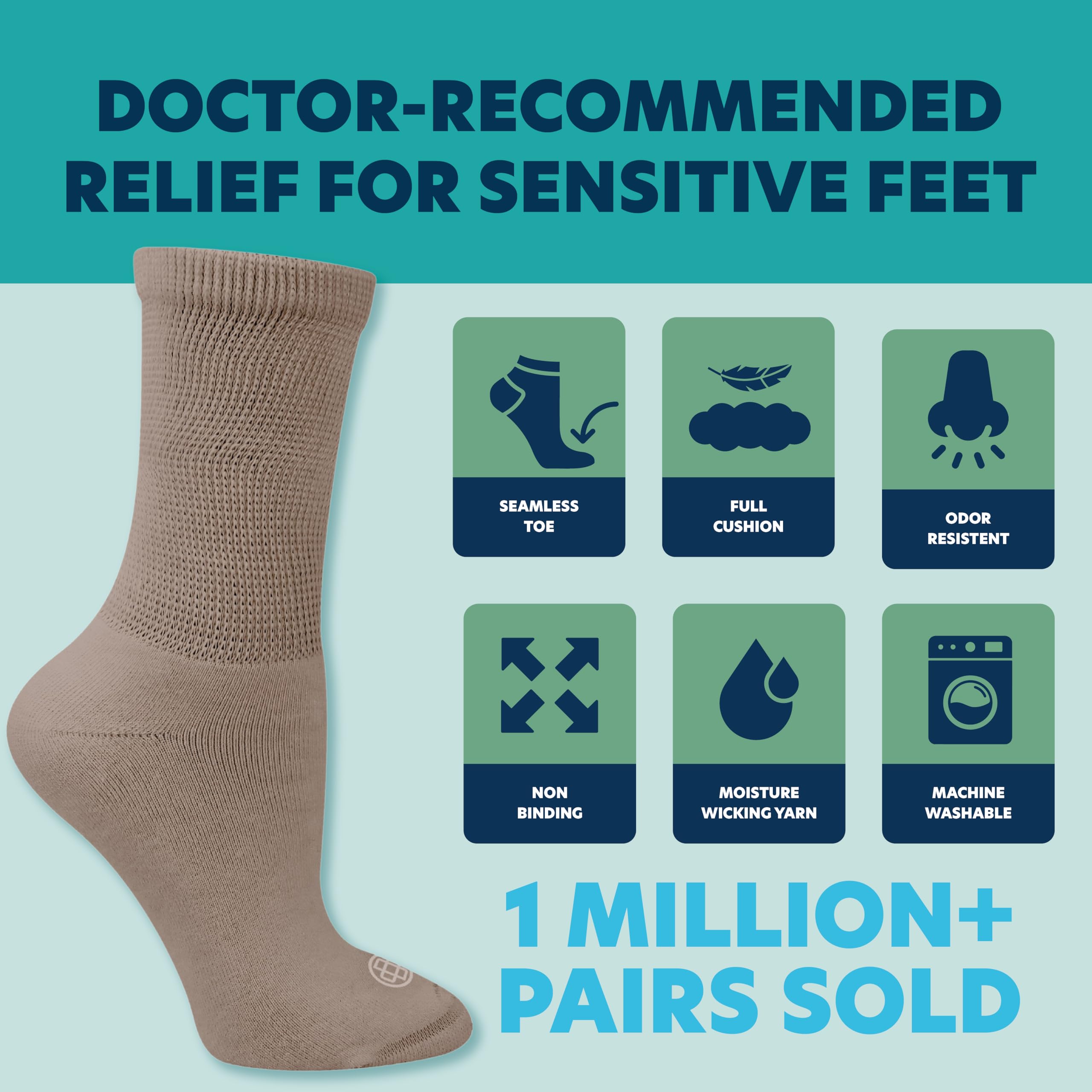 Doctor's Choice soft-stretch socks easy to pull on with relaxed fit.