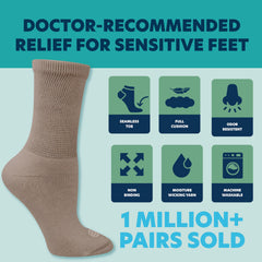 Doctor's Choice soft-stretch socks easy to pull on with relaxed fit.