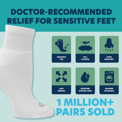 Doctors Choice diabetic socks feature a non-binding top for relaxed fit.