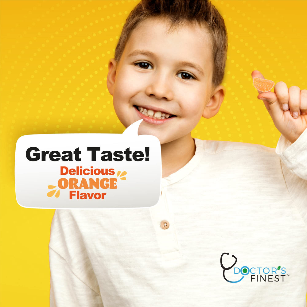 Doctors Orders kids daily dosage orange chews, simple two-piece routine for growing children