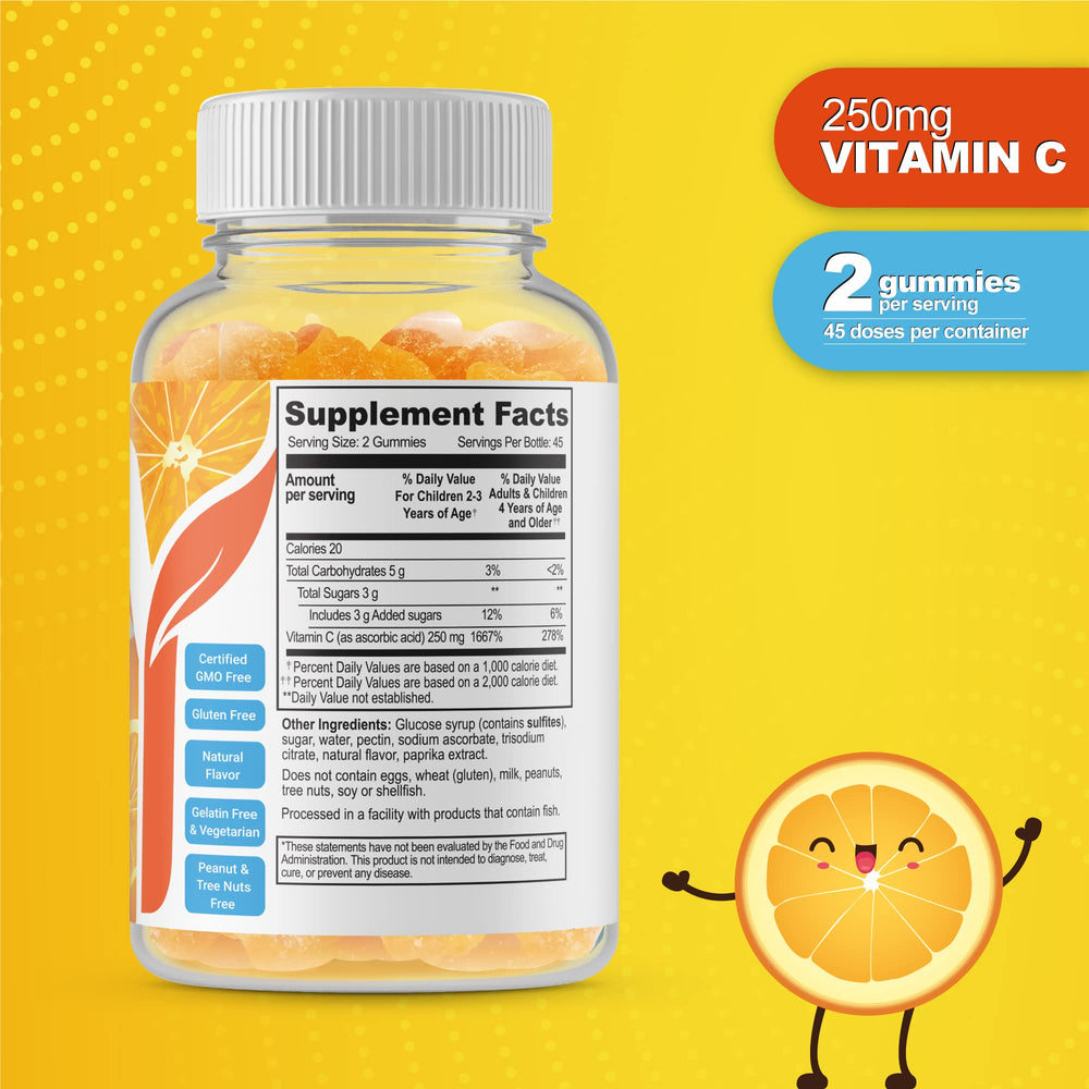 Doctors Orders vitamin C kids orange gummies, tasty immune support snack for children