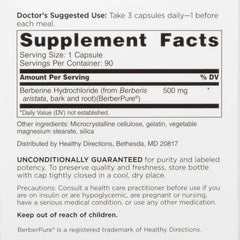 Closeup of DOCTORS' PREFERRED Berberine capsules highlighting quality and dosage
