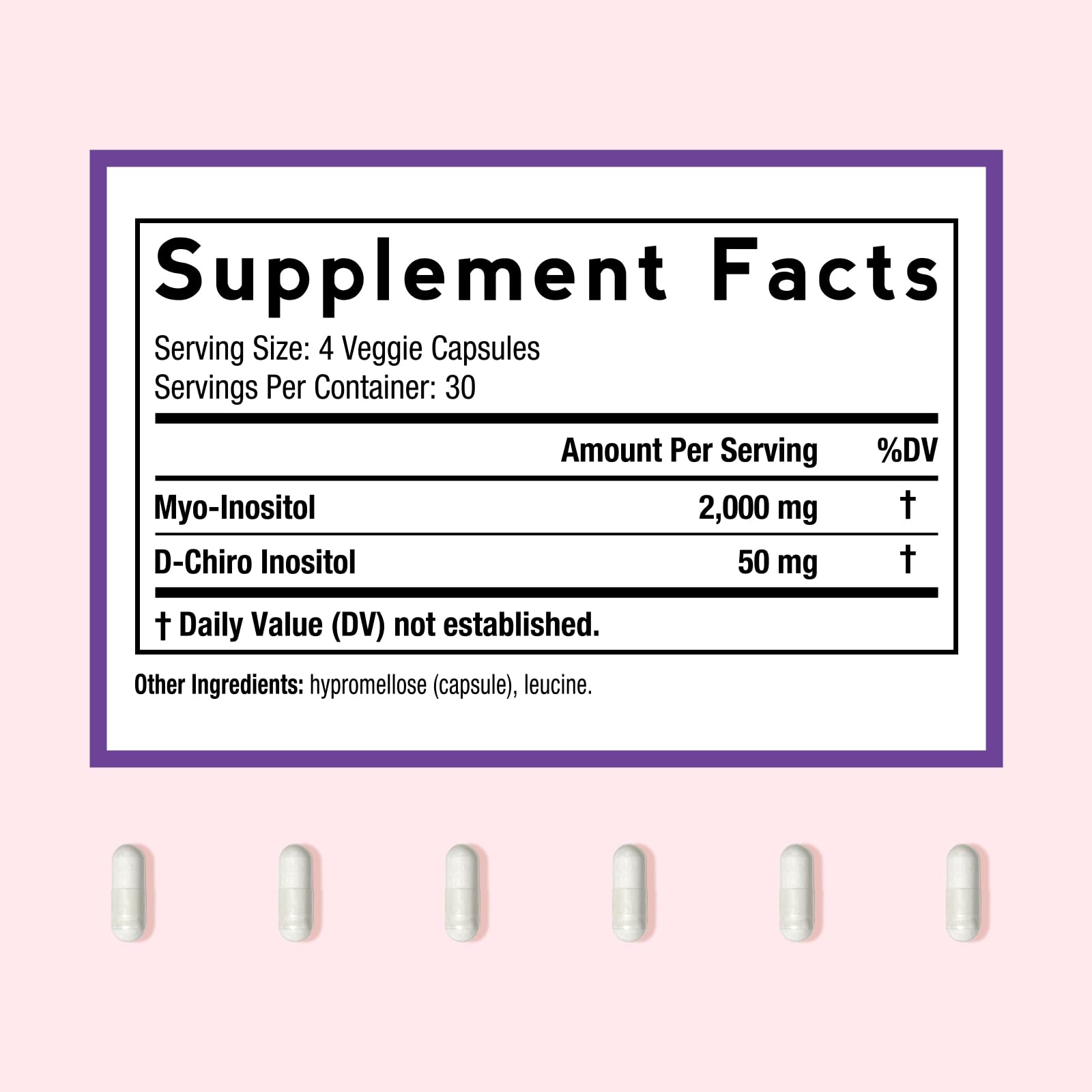 Myo-Inositol and D-Chiro Inositol 40:1 blend label detail for potency