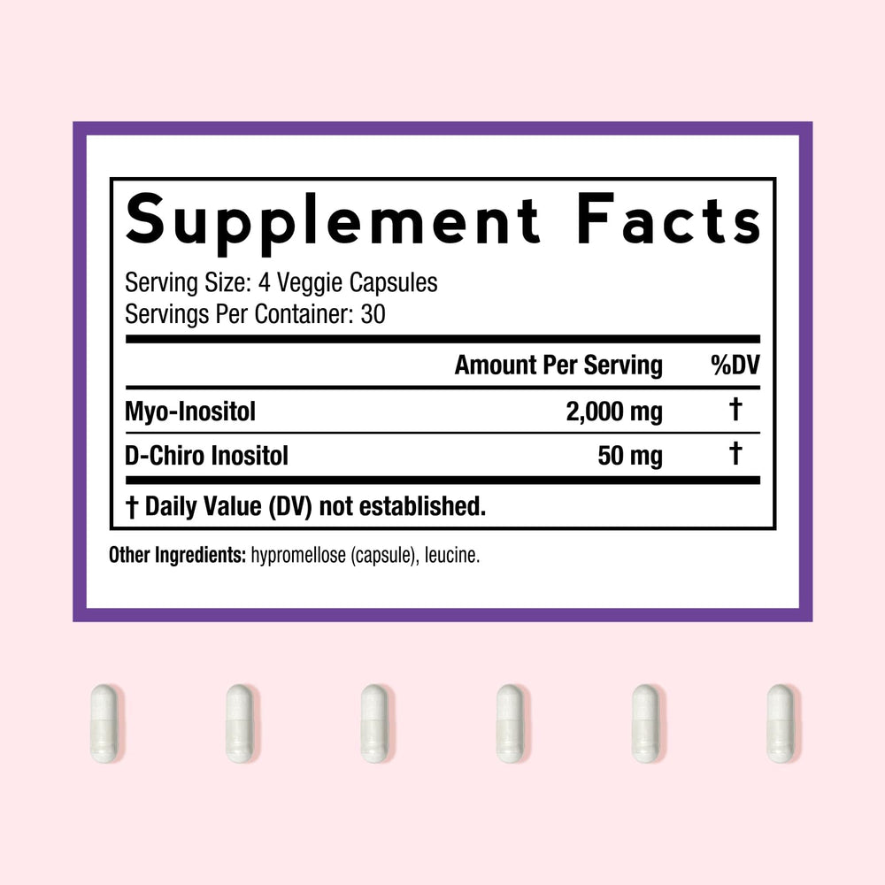 Myo-Inositol and D-Chiro Inositol 40:1 blend label detail for potency
