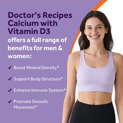 Doctor's Recipes bottle packaging showcasing non-GMO calcium with D3