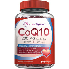 Doctor's Recipes CoQ10 200mg bottle front for daily energy support