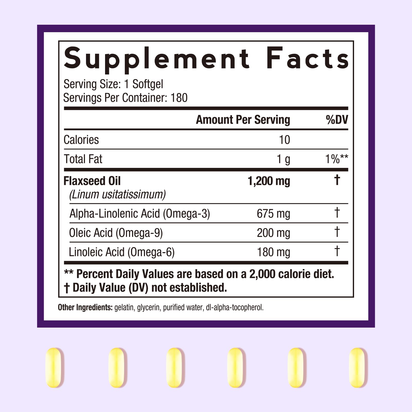 Doctor's Recipes flaxseed oil softgels arranged for daily omega-3 intake