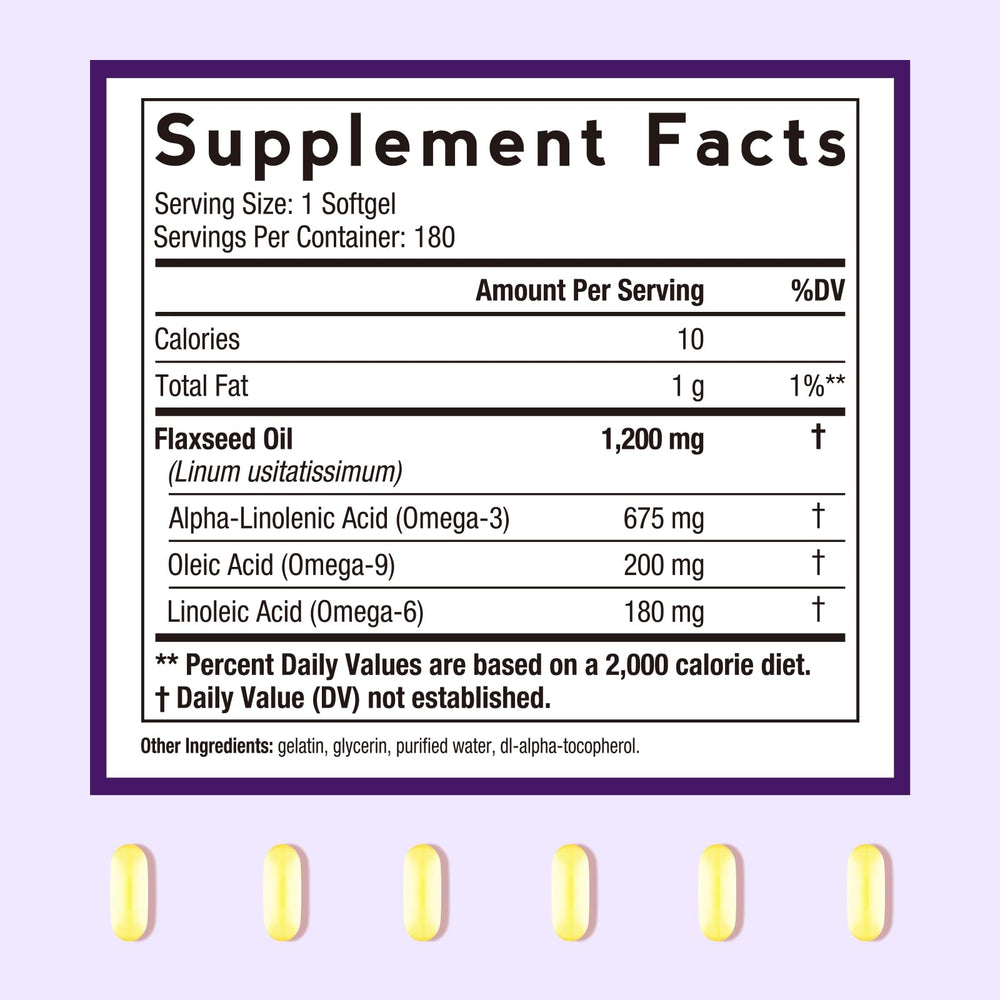 Doctor's Recipes flaxseed oil softgels arranged for daily omega-3 intake