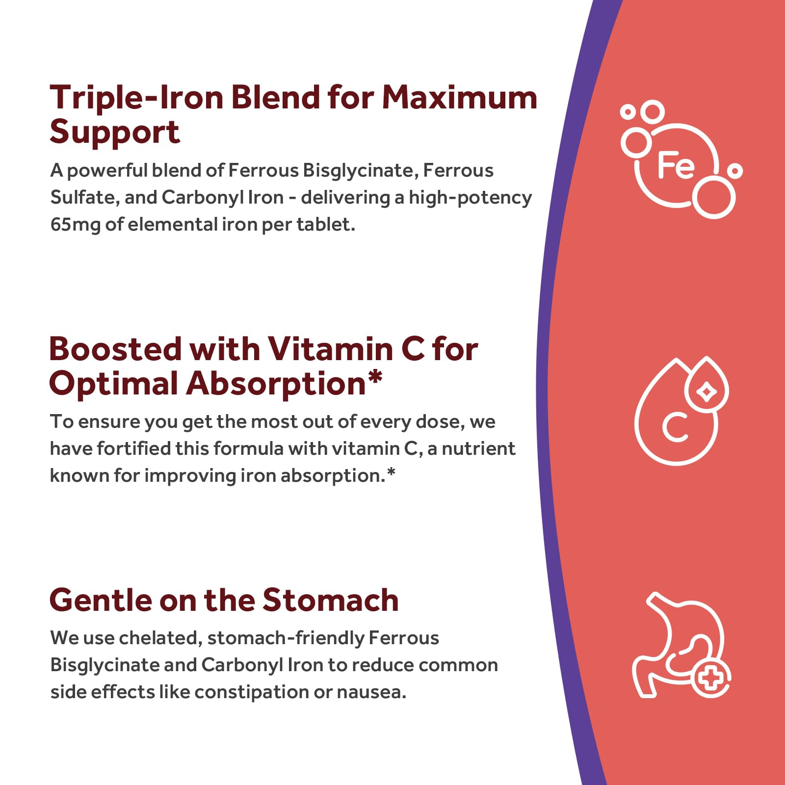 Doctor's Recipes Iron bottle pour demonstrating easy daily dosing.