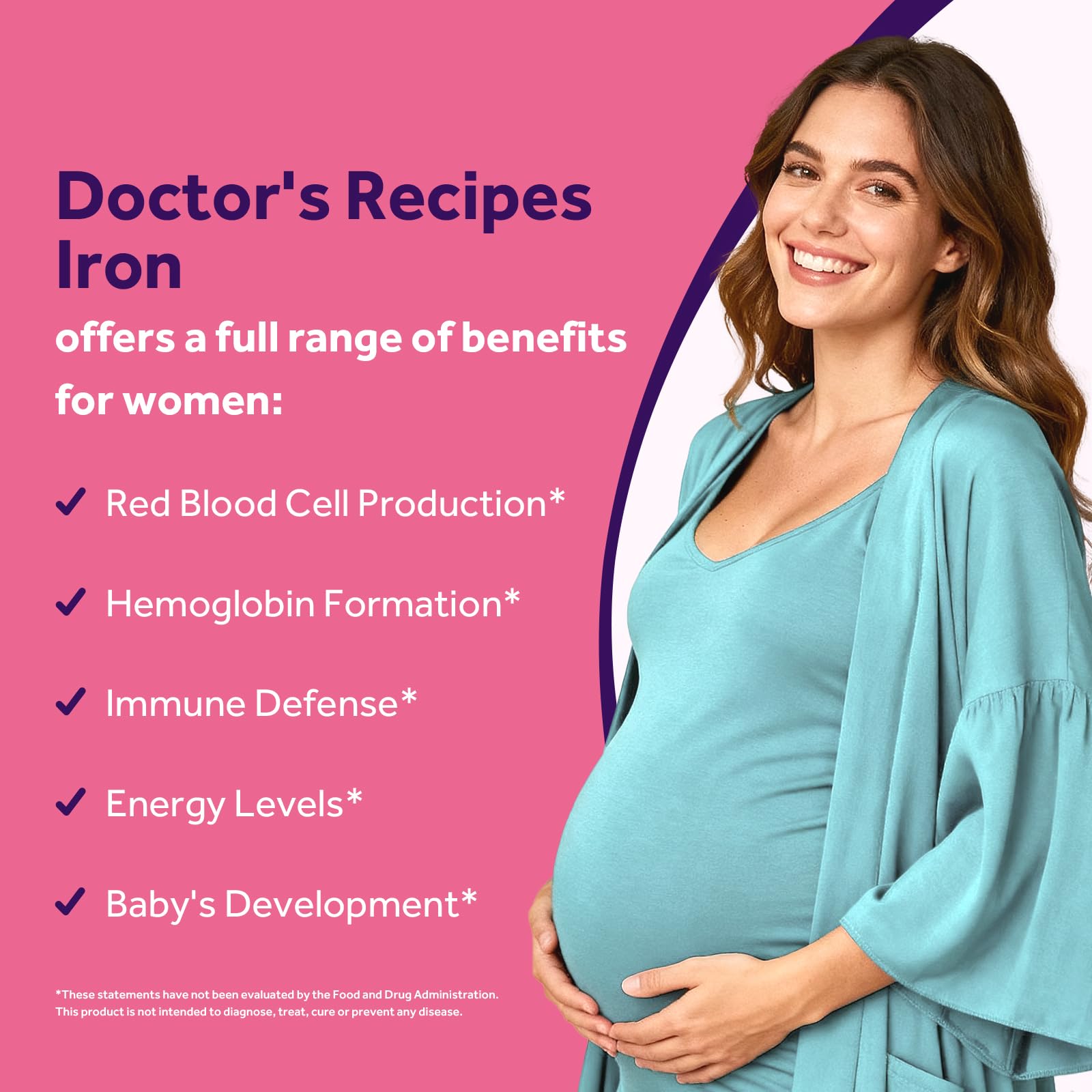 Doctor's Recipes iron supplement with vitamin C in glass for absorption