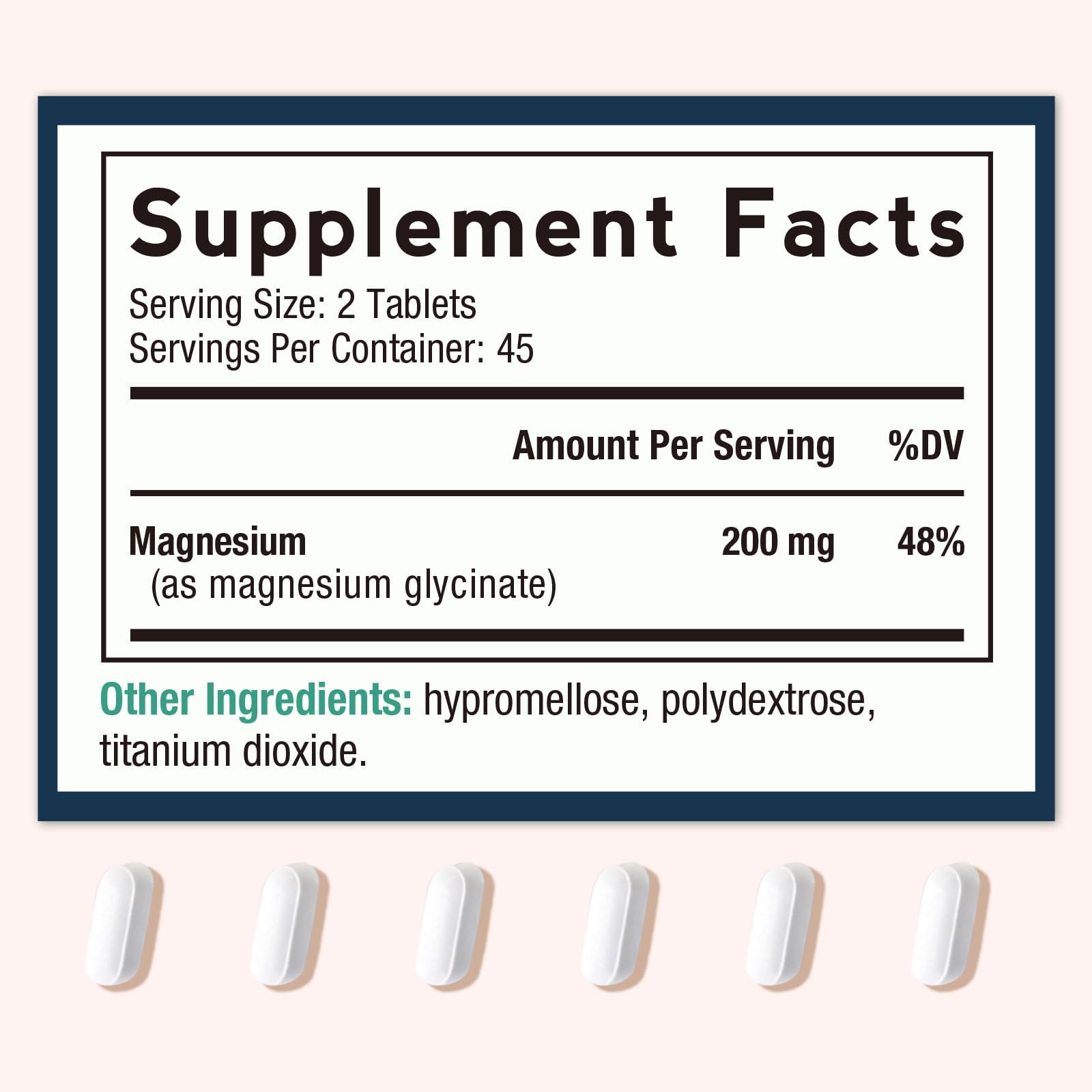 Doctor's Recipes Magnesium Glycinate tablets close-up highlights gentle digestion.