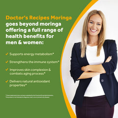 Close-up of Doctor's Recipes Moringa capsules ready for daily use