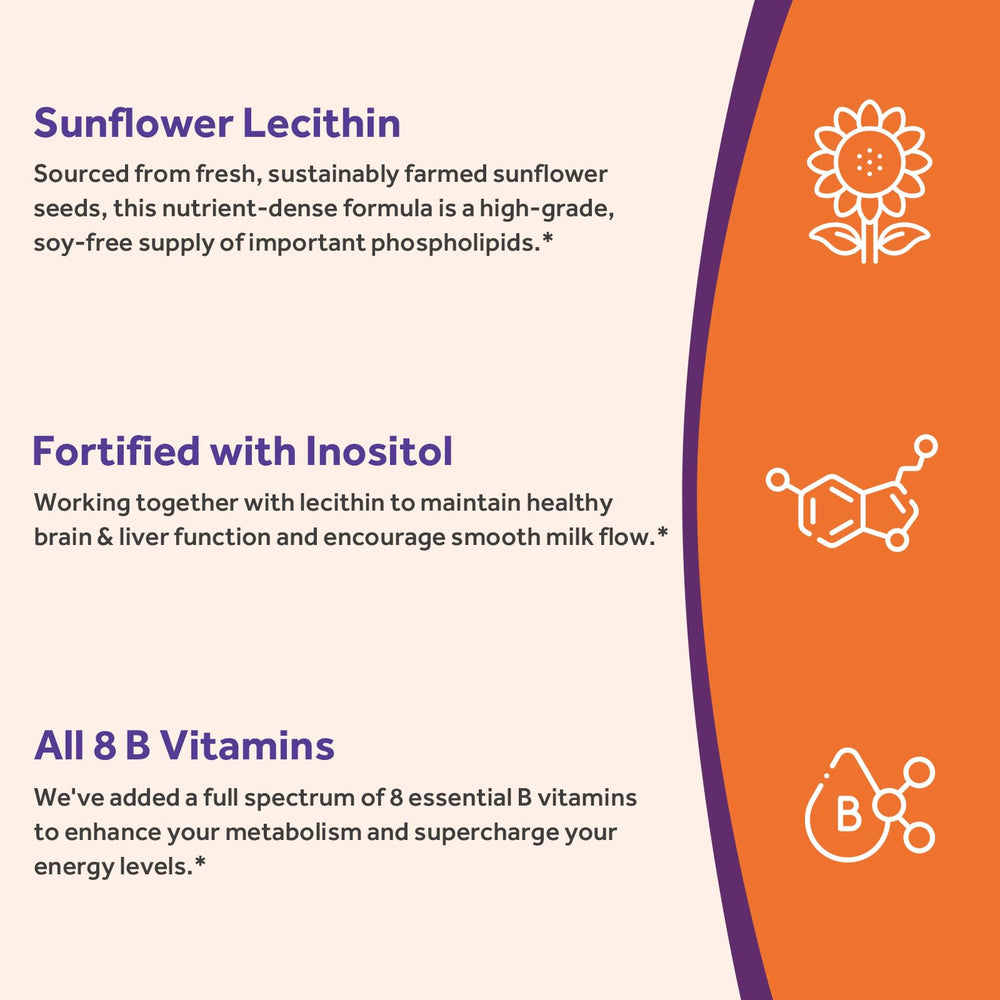 Doctor's Recipes Sunflower Lecithin bottle resting beside fresh sunflower seeds.