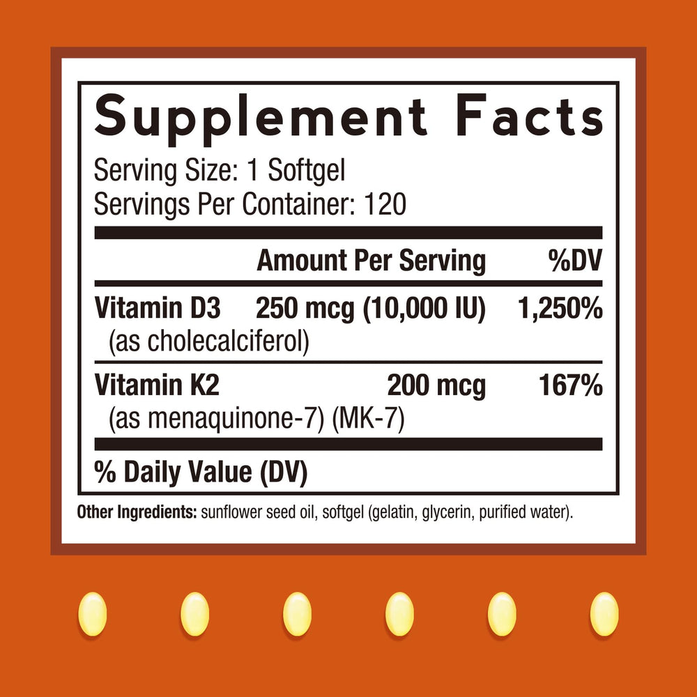 Doctor's Recipes Vitamin D3 K2 label close-up shows MK-7 potency.