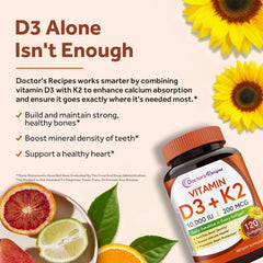 Doctor's Recipes softgel bottle showing 120 capsules for daily calcium support.